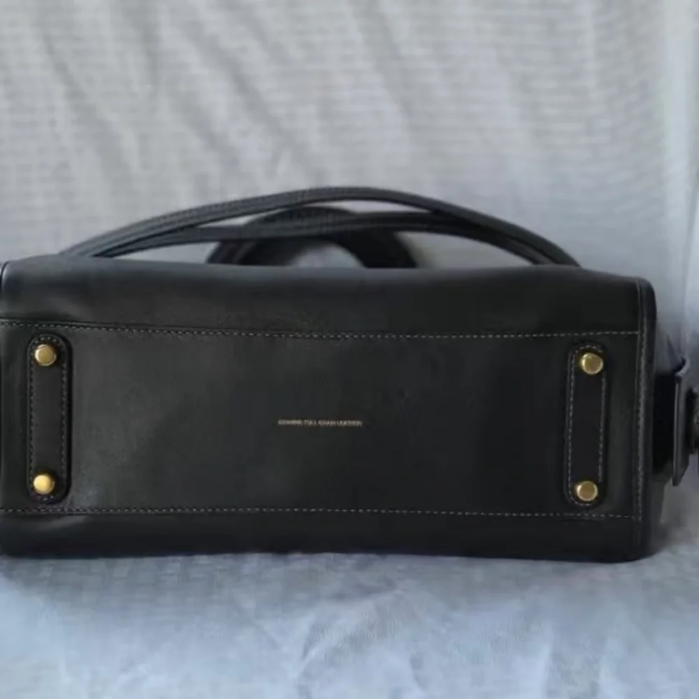 Coach Black Leather Satchel with Gold Hardware and Detachable Strap - Picture 6 of 7